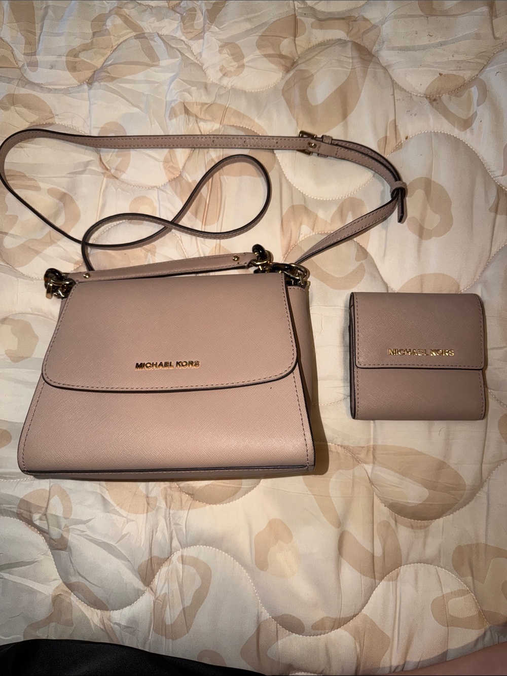 Michael Kors Sofia Small Satchel & Matching Trifold Wallet Set Blush Pink
